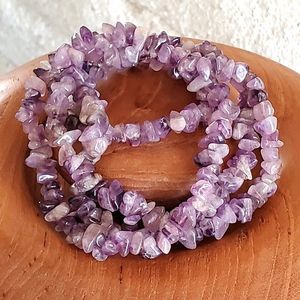 AMETHYST Chip Beaded NECKLACE 16" Wrap Bracelet Peace Calm Layer Jewelry #2